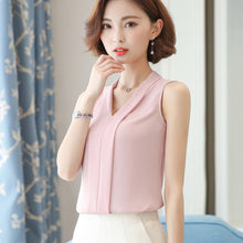 Load image into Gallery viewer, Sleeveless Chiffon Blouse with Smooth Front - Inspire Professional Clothing