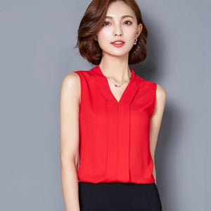 Sleeveless Chiffon Blouse with Smooth Front - Inspire Professional Clothing